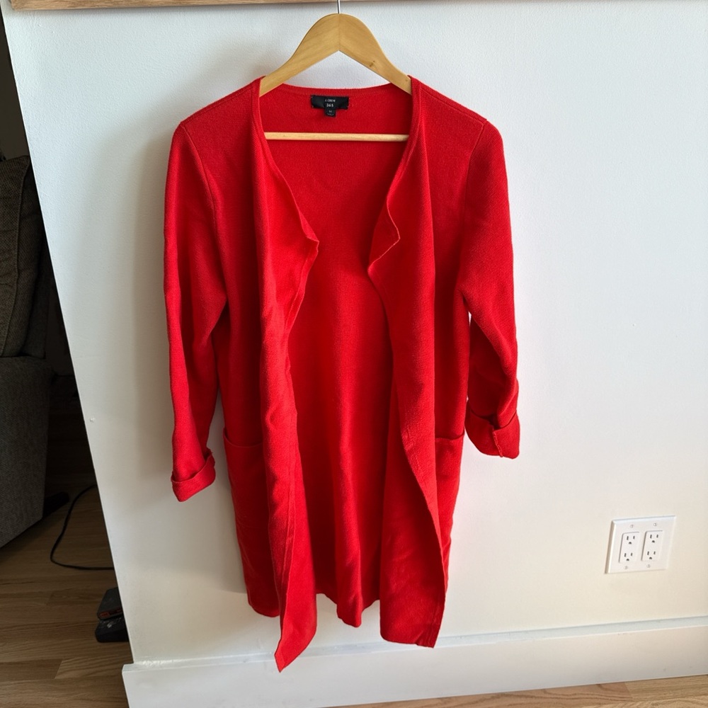 J. Crew Bright Red Open Cardigan